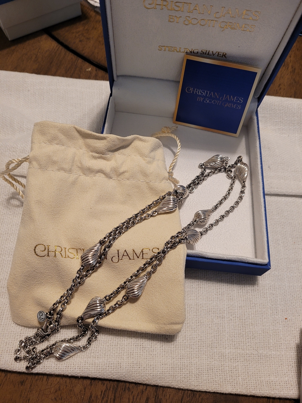 Sterling Silver Double Strand Shell-Link Necklace - Silver